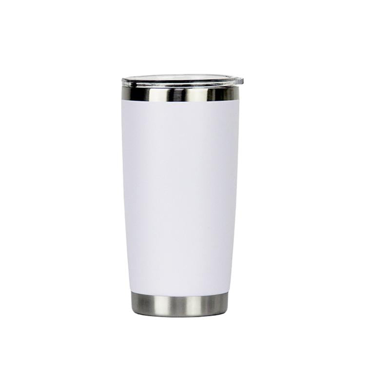 Custom 20 Oz Tumbler Cup With Powder Coated Color Double Wall Stainless Steel 20 Oz Coffee Tumbler With Lid And Straw