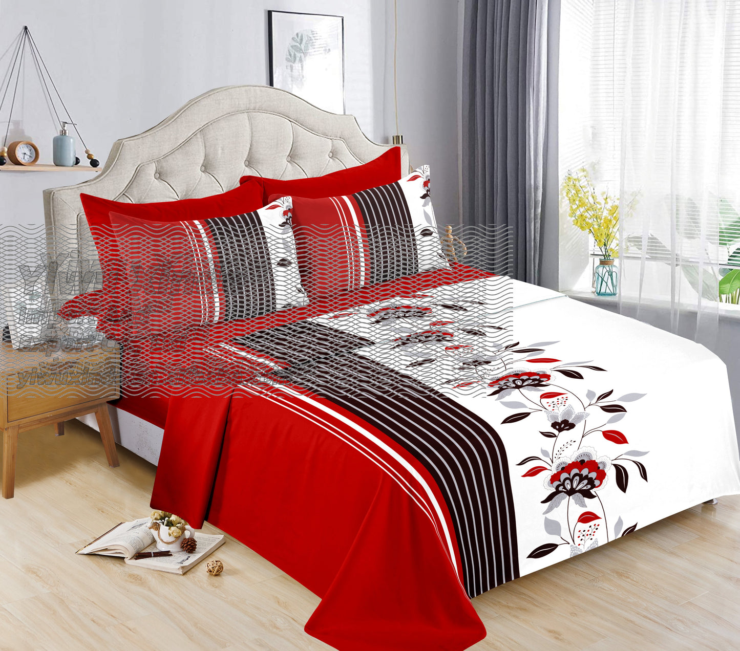 6pc Bedding Suit Wholesale In Stock Retail Printed Cotton Touch Fit Sheets King Bed Sheet With Pillowcase 6 Pcs