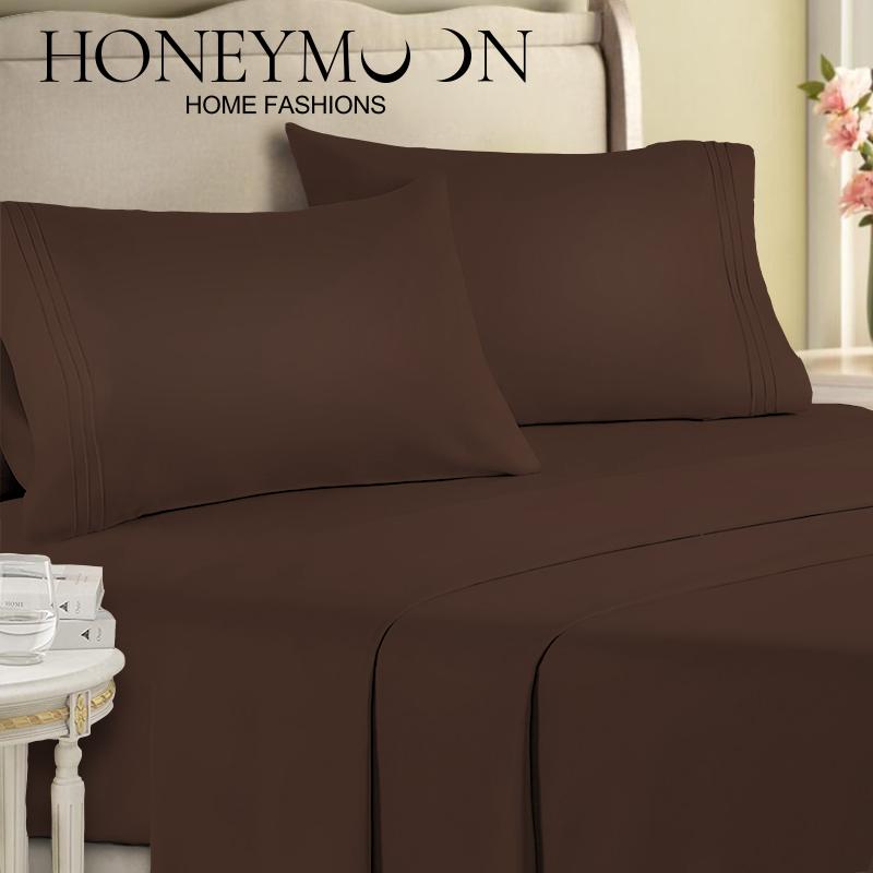 Honeymoon Wholesale Microfiber Lightweight Bedding Embroidery 4 Piece Set Bed Sheet Pillowcase Home Furnishings