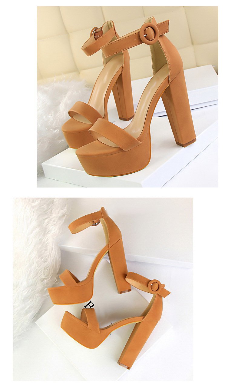 Busy Girl DS3007 Fashion Thick Heel Suede Open Toe Single Strap Sexual Shoes Women Thick Sole Sandals