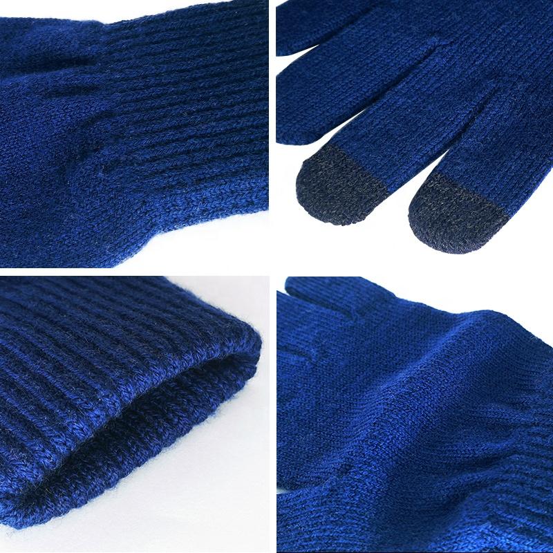 100% Merino Wool Custom Logo Men Magic Warm Women Knitted Winter Gloves With Luxury Retro Biker Hand Gloves
