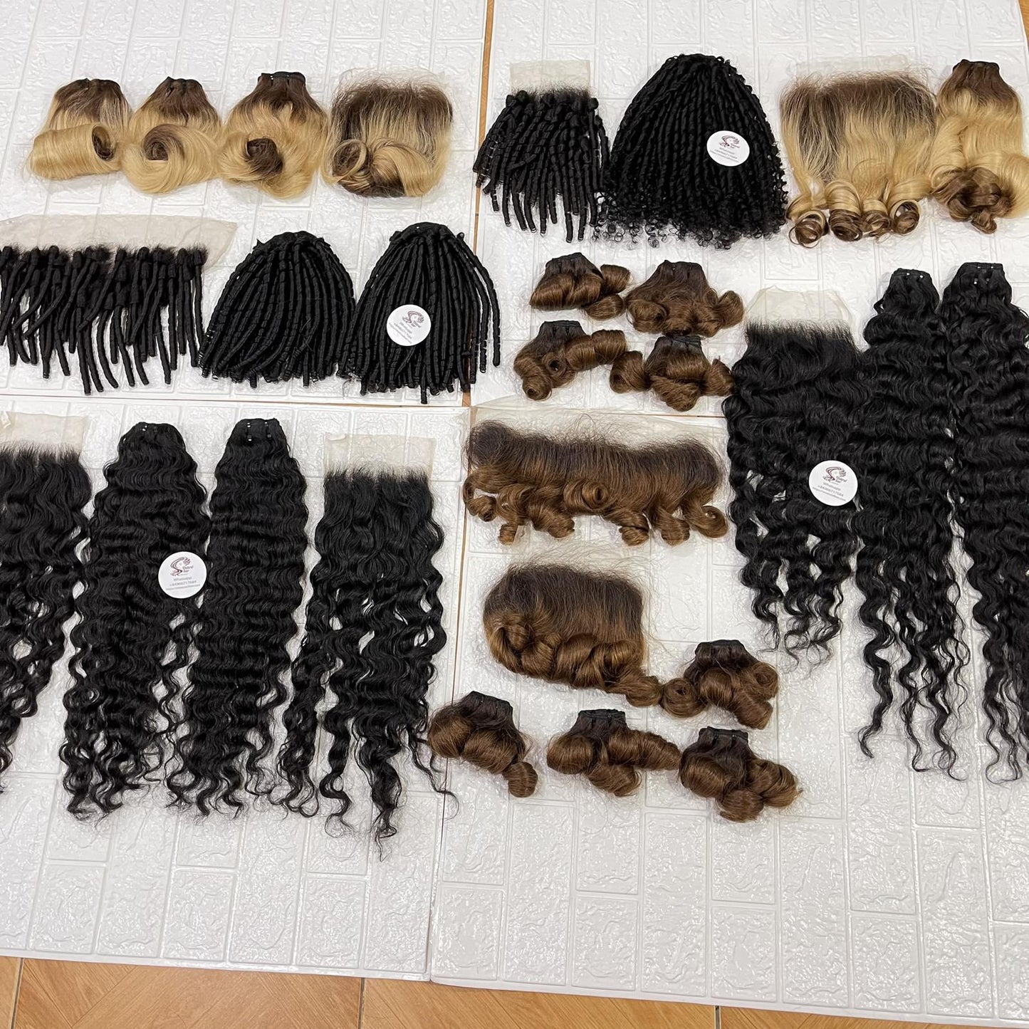 Set For Black Women 2 Strands Of Hair Ombre And 1 Lace Closed Bone Straight Double Pull 100% Virgin Vietnamese Human Harry Wig