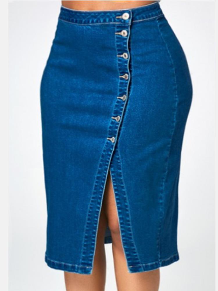 New Office Fashion Casual Mid-length High Waist Denim Dress For Women