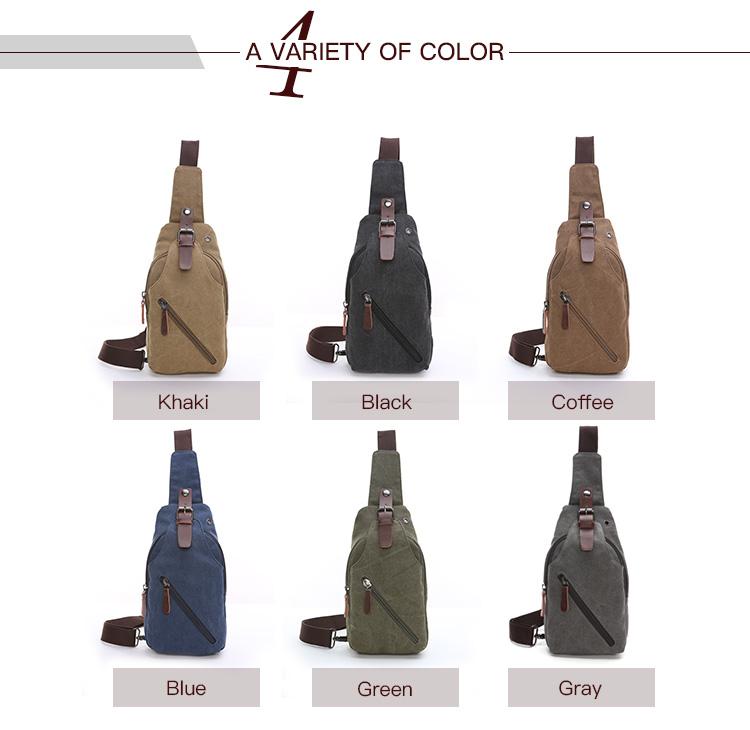 Zuo Lunduo Fashion Solid Color Men's Chest Bag Crossbody Bag Canvas Leather Chest Bag