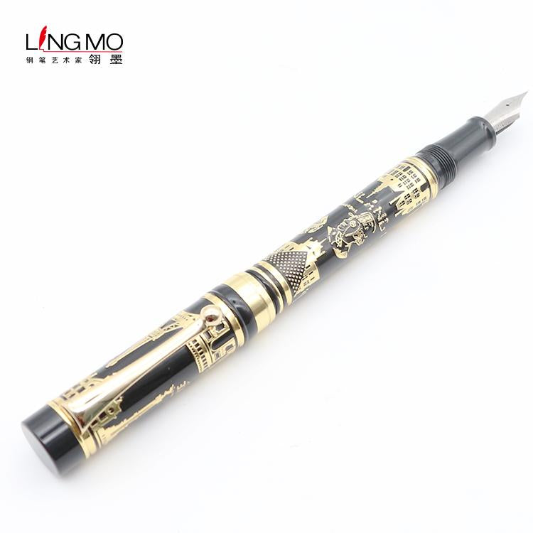 Lingmo High Quality Metal Pen Black Gold With OEM Design Pen With Custom Logo