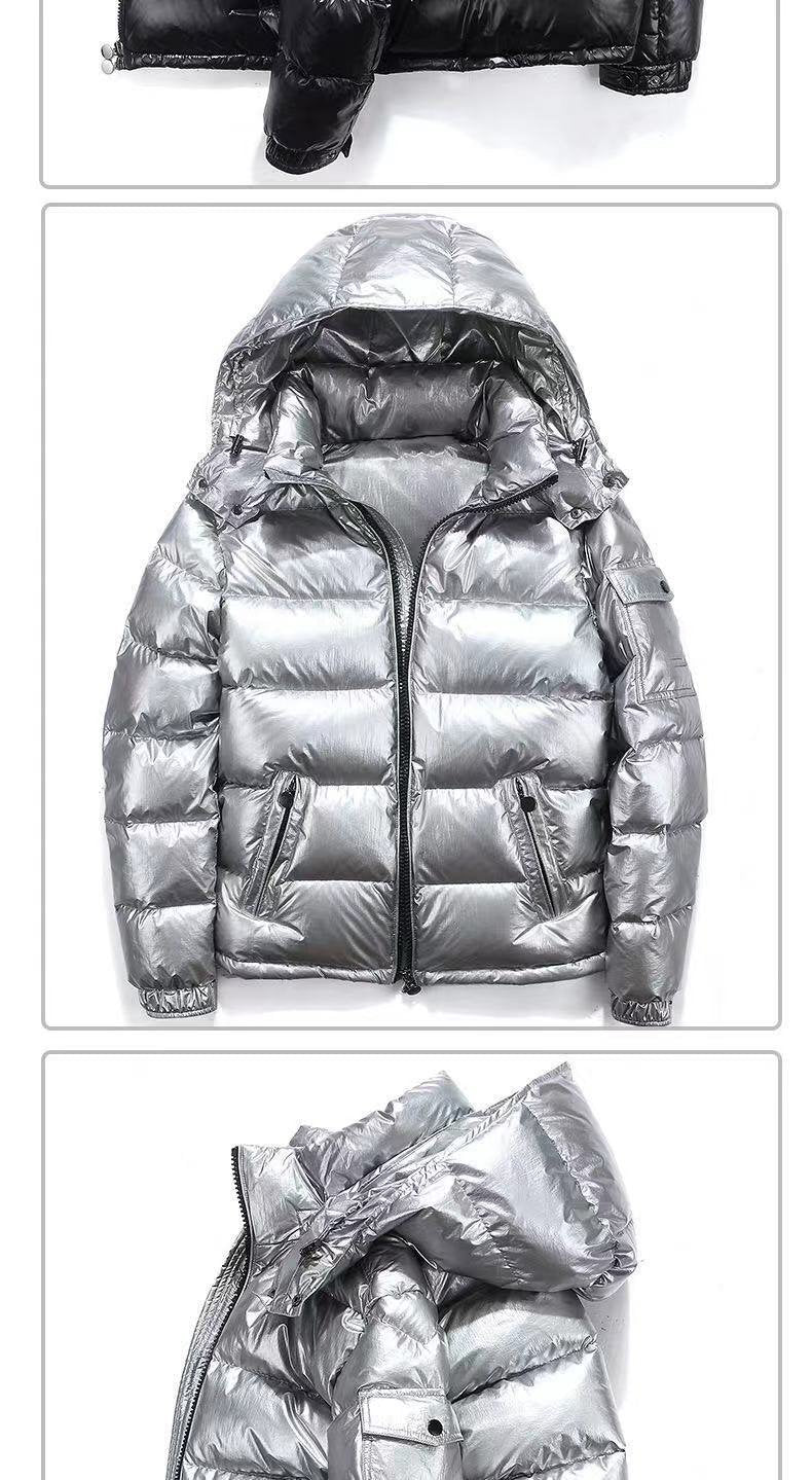 Down Jacket Men's Bright Face Fashionable Hooded Short Thickened Winter Bomber Shiny Puffer Men's Jacket