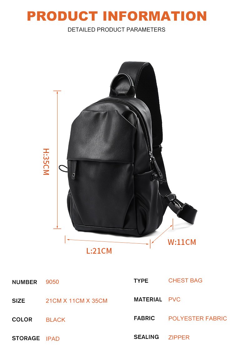 Waterproof Anti-theft PU Leather Chest Bag Men's Crossbody Bag