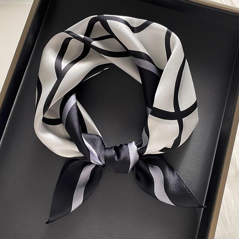53cm Western-style Jungle Zebra Print 100 Silk Hair Band Female Designer Small Square Scarf Multi-use Thin Silk Scarf