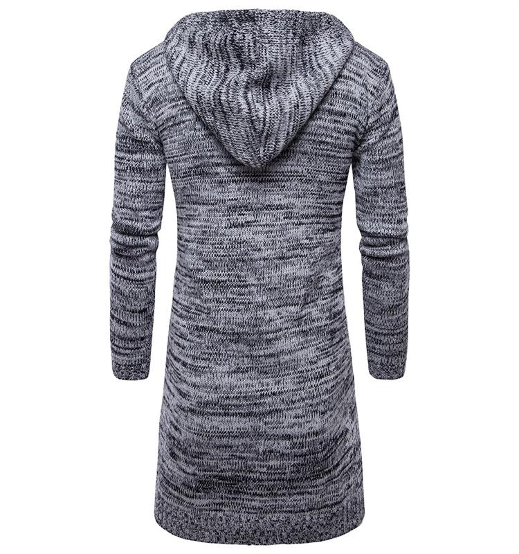 New Wholesale Knitted Fashion Men's Long Sleeve Sweater Coat Autumn And Winter Long Cardigan Hoodie Sweater