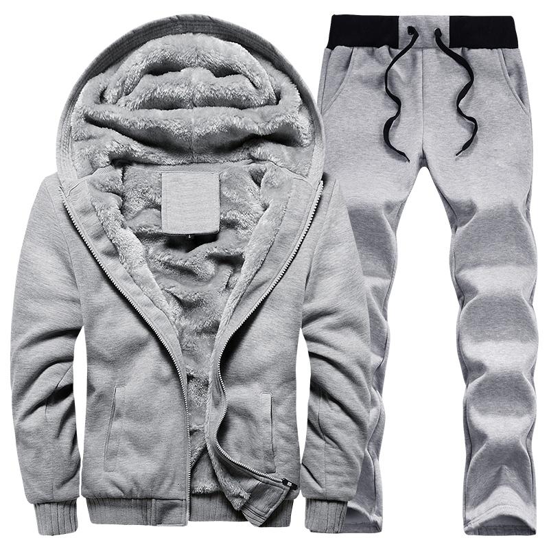 Men's Plain Sweatshirt Men's Wool Sweatshirt Suit Men's Suit Fur Lining Zipper