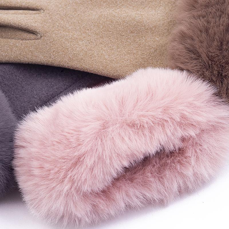 Hot Sale Winter Warm Artificial Wool Cuff Gloves Women Fashion Fleece Touch Screen Gloves