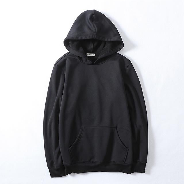 Black Blank Cotton French Terry Wool Hoodie