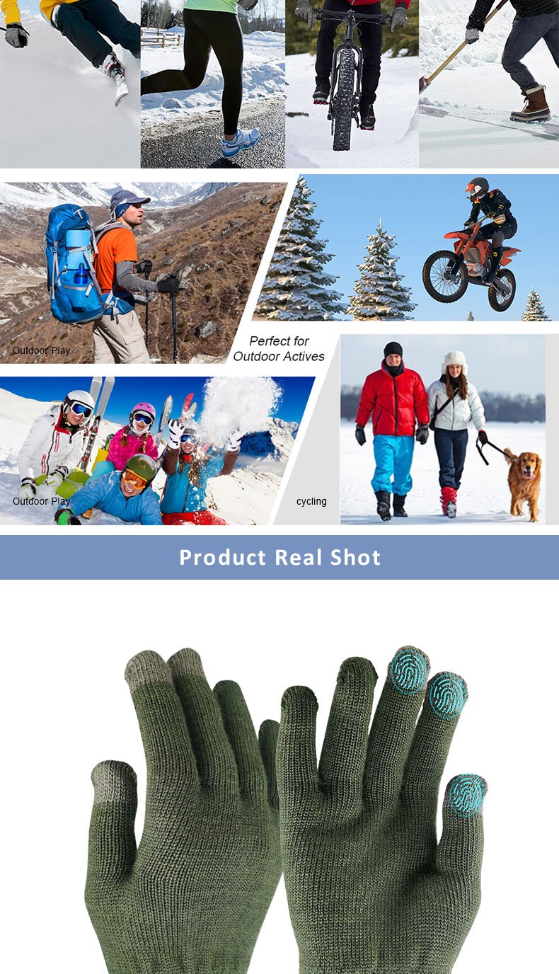100% Merino Wool Custom Logo Men Magic Warm Women Knitted Winter Gloves With Luxury Retro Biker Hand Gloves