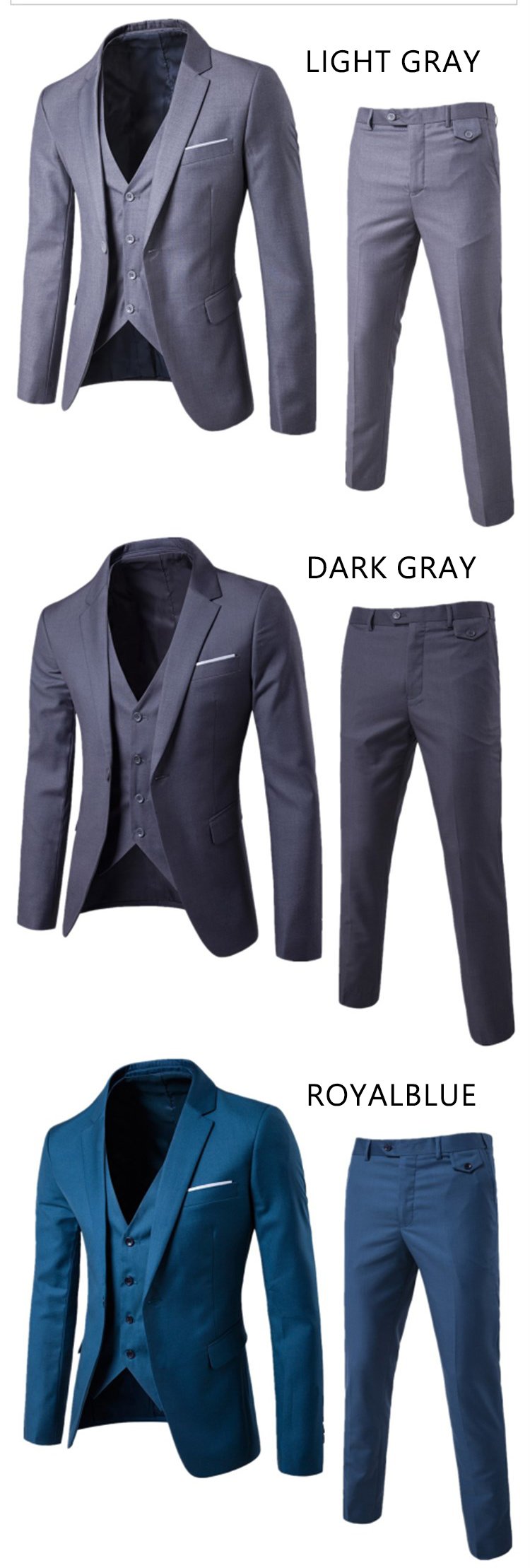 New Trendy Men's Three-Piece Jacket Vest Trousers Slim-Fit Suit Groom Best Man Wedding Dress Casual Suit Men's Suit Jacket Slim-Fit