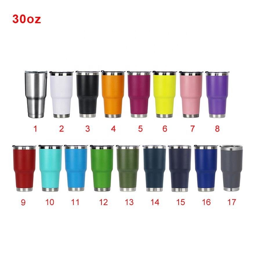 Custom 20 Oz Tumbler Cup With Powder Coated Color Double Wall Stainless Steel 20 Oz Coffee Tumbler With Lid And Straw