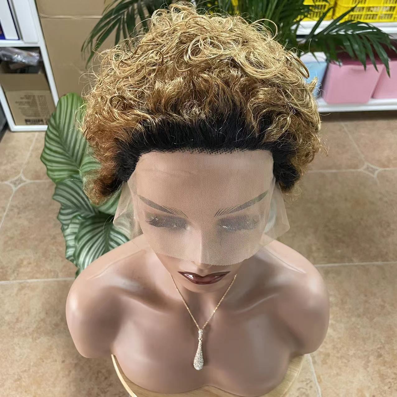 Popular European And American African Short Curly Hair Wig Wool Roll Various Colors African Women Short Elf Curly Hair Wig