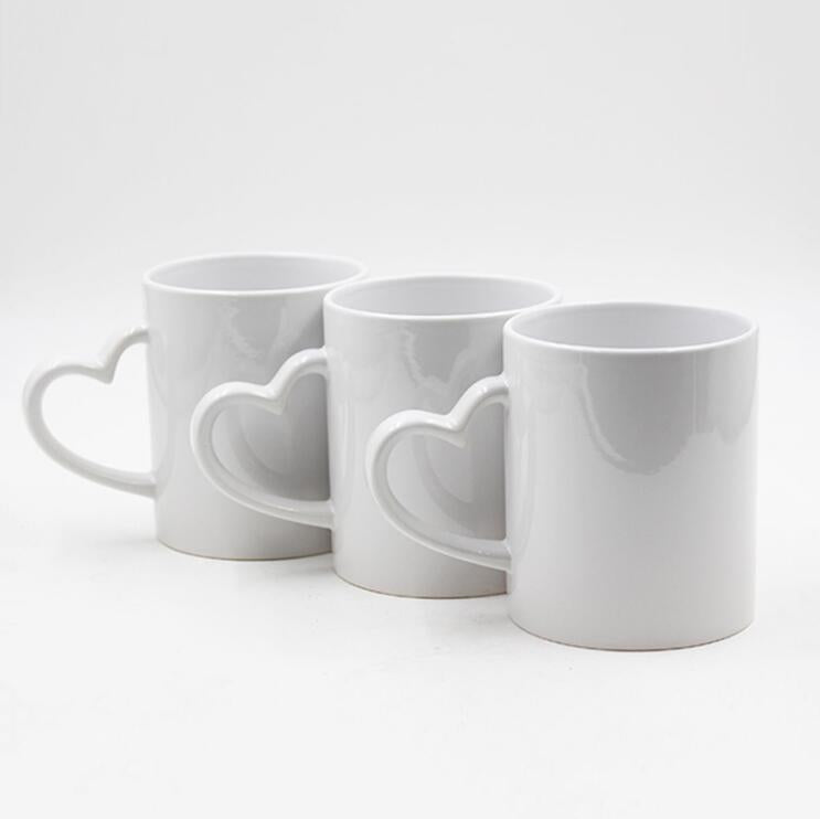 M002 Sublimation Blank 11 Oz Ceramic Custom Logo Heart Handle Mug Cup