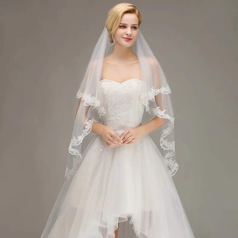 Double Bridal Veil Soft Tulle Bridal Simple Short Wedding Veil With Comb