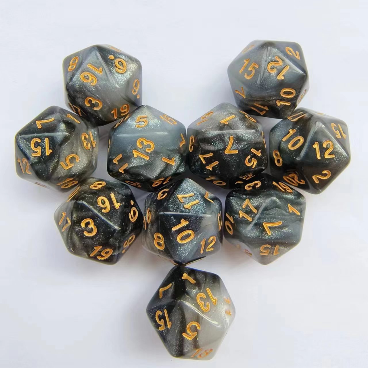 D20 Double Color Star Dice DND Game Acrylic Digital Game Polyhedral Dice Suit Polyhedral Custom Game RPG Dice