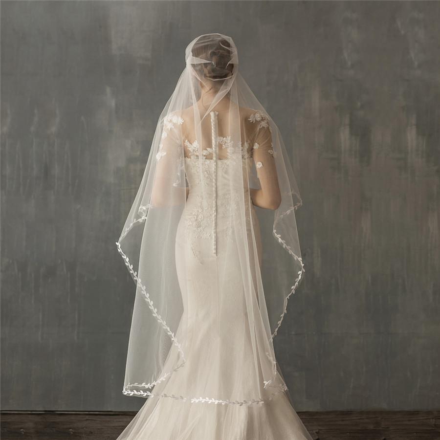 New Beauty V637 Delicate Waltz White Wedding Bridal Veil Soft Tulle Willow Shiny Crystal Beaded Wedding Bridal Veil