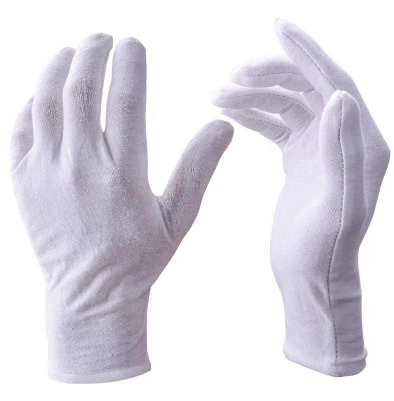 Soft Cotton Stretch Lined White Gloves Cheap Wholesale Coin Jewelry Silver Check Gloves