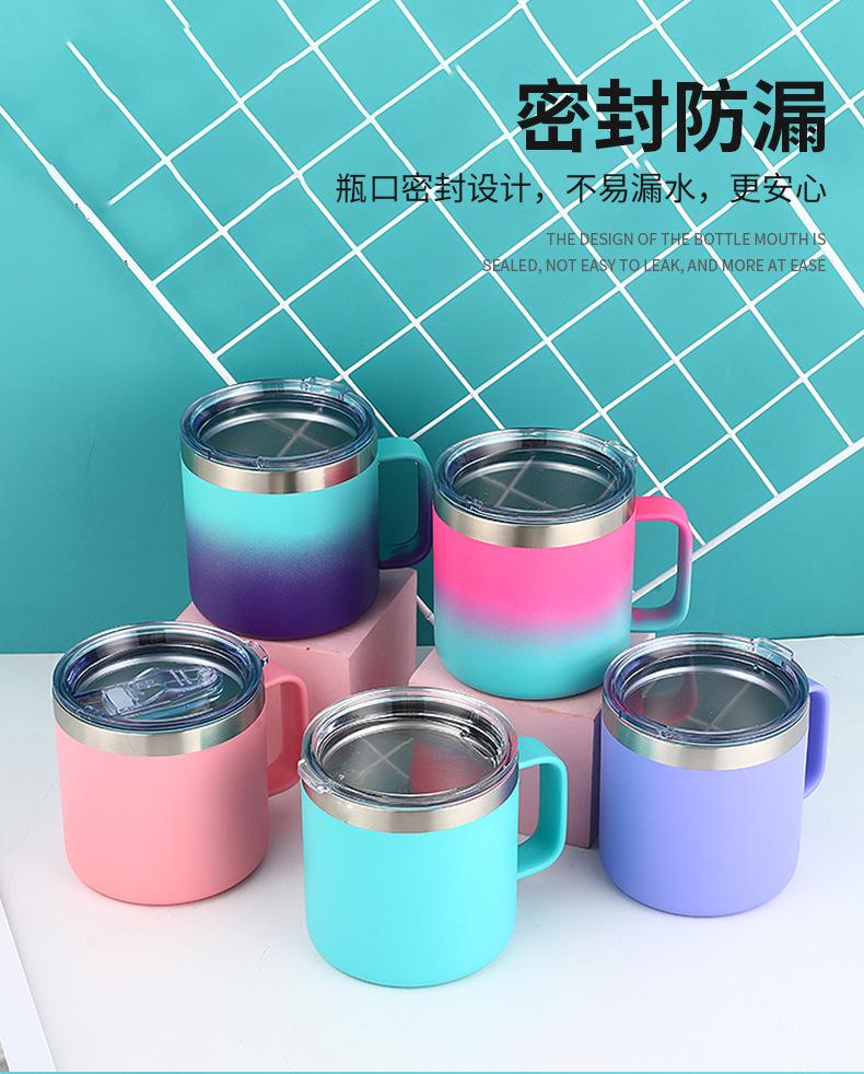 Custom Logo Camping Travel Double Wall 12 Oz 14 Oz Stainless Steel Cup Insulated Coffee Cup With Handle