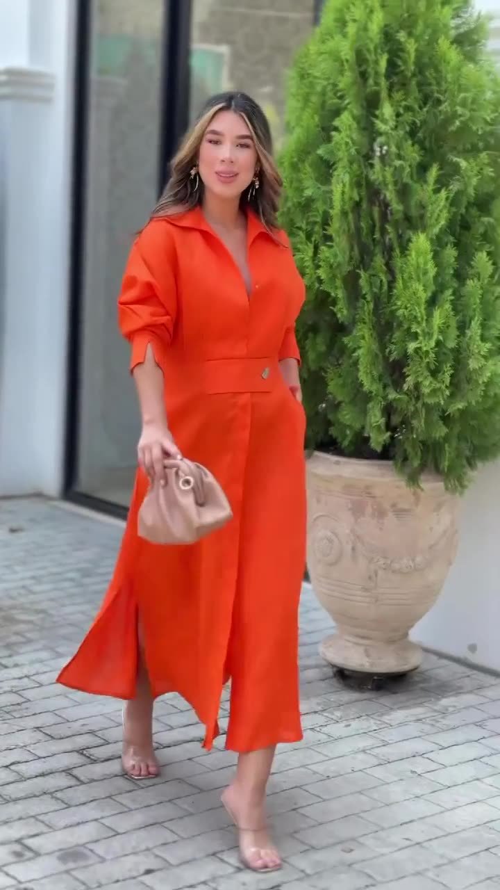 2024 Trendy Autumn New Women's European And American Women's Shirt Dress Long Sleeve Shirt Dress Women's Clothing