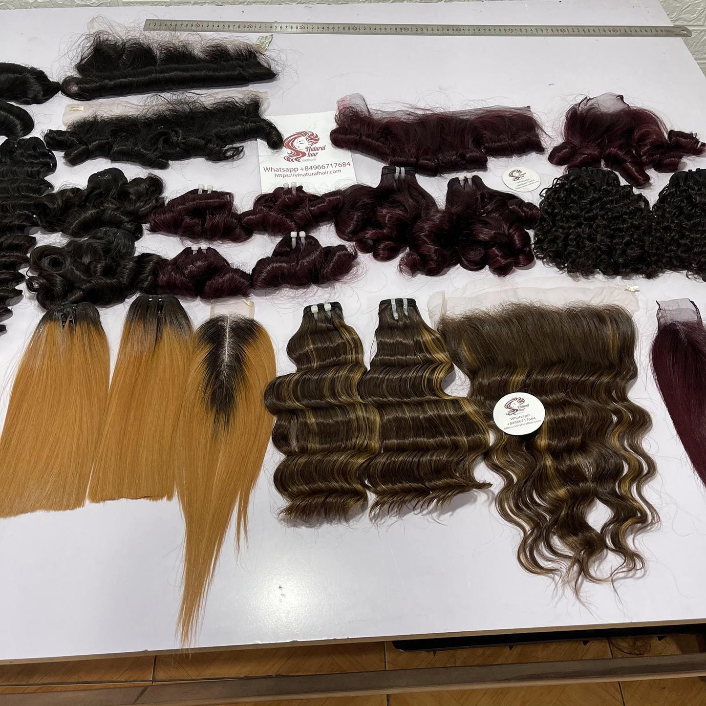 Set For Black Women 2 Strands Of Hair Ombre And 1 Lace Closed Bone Straight Double Pull 100% Virgin Vietnamese Human Harry Wig