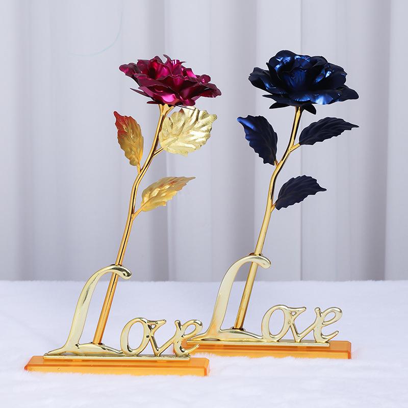 Glass Dome LED Light Mother's Day And Christmas Gift Plastic Preserved Flowers Plant Women Eternal Galaxy Rose Forever Rose