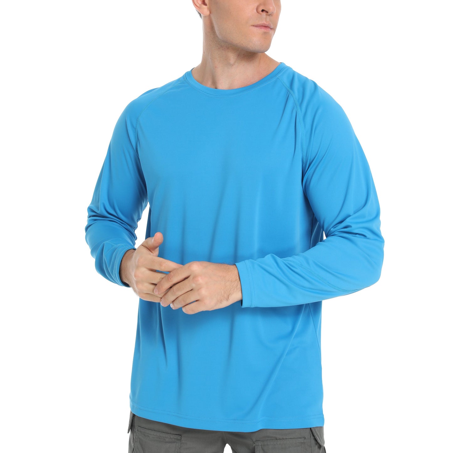 US Size In Stock Blank Wicking Breathable Upf50 Men's Performance Long Sleeve Fishing Shirt