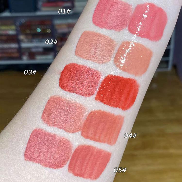 New Double Lip Glaze Moisturizing Whitening Lip Gloss Matte Solid Color Non-stick Jelly Cup Multi-color Cosmetic Lip Gloss