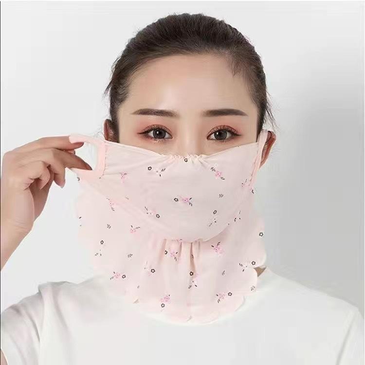 Manufacturers Provide A Size Suitable For All Floral Masks Sunscreen Ice Silk Veil Women Outdoor Travel Essential