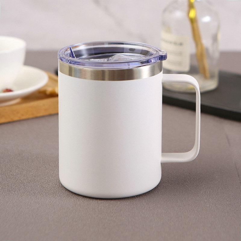 Custom Logo Camping Travel Double Wall 12 Oz 14 Oz Stainless Steel Cup Insulated Coffee Cup With Handle