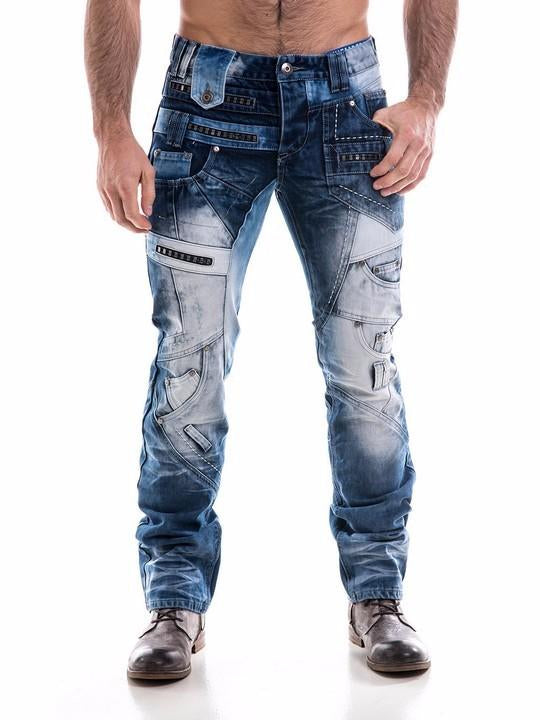 Royal Wolf Denim Manufacturer 2017 European Italian Style Jeans Men Slim Rock Gothic Denim Jeans