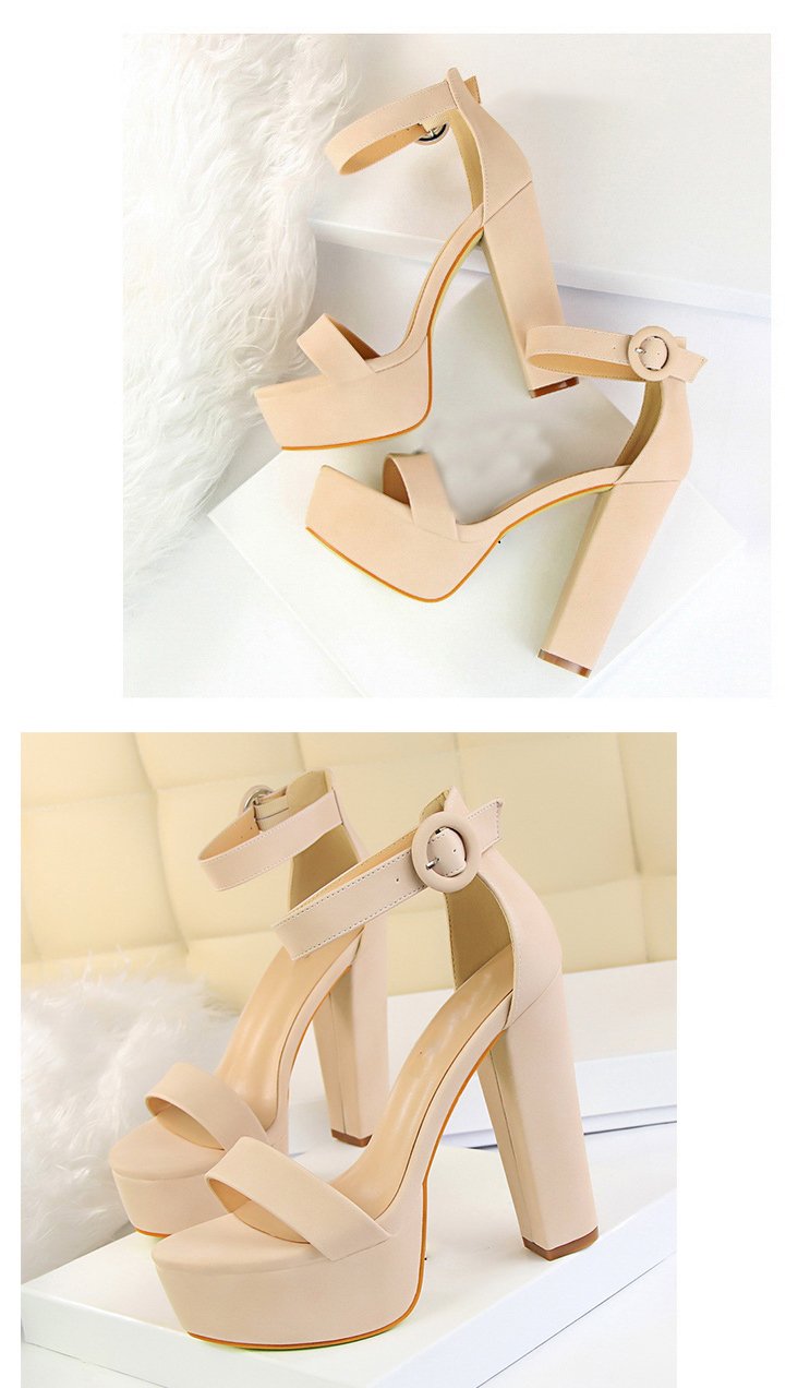 Busy Girl DS3007 Fashion Thick Heel Suede Open Toe Single Strap Sexual Shoes Women Thick Sole Sandals