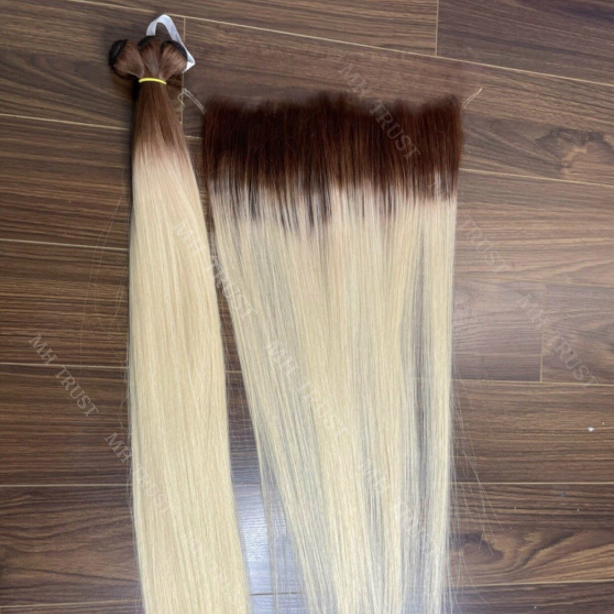 MH Trust Hot Selling Suit 3 Bundles + Front HD Lace Ombre Color Make Wig Bone Straight Twig 100% Vietnamese Shifper