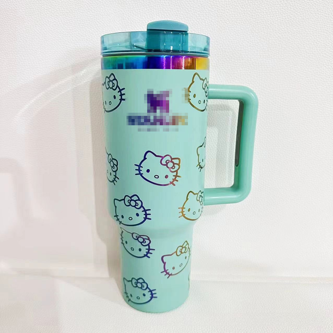 40 Oz KT Cat Print Tumbler Cartoon Water Cup Straw 304 Stainless Steel Double Wall Vacuum Insulated Logo Coffee Travel