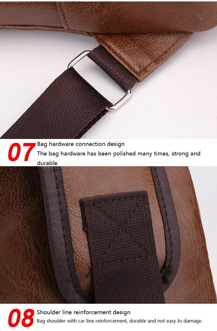 Wholesale Customizable Leather Men's Crossbody Bag Outdoor Shoulder Bag Multifunctional Chest Bag Men's Casual Sling Travel