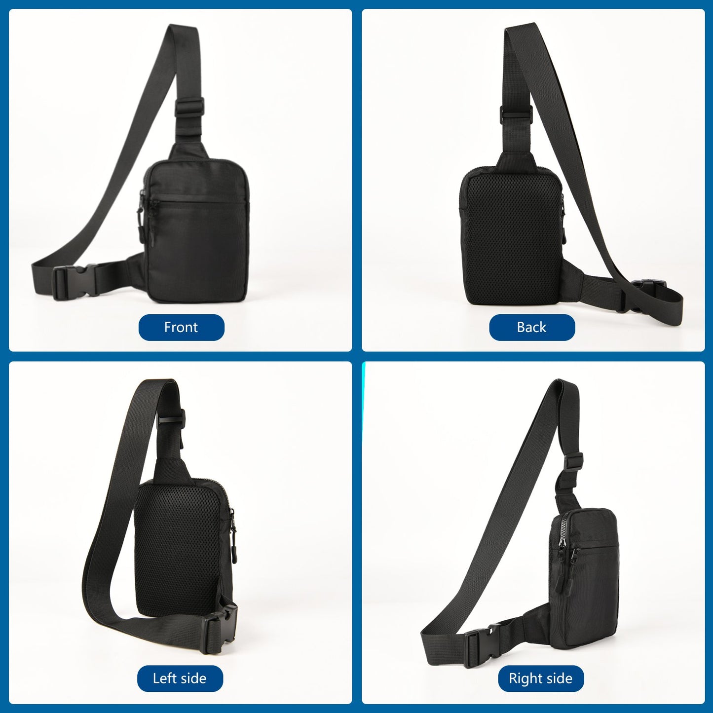 Custom Logo Mobile Phone Wallet Small Crossbody Chest Bag Men's Unisex Messenger Nylon Shoulder Side Bag Men's Small Bag
