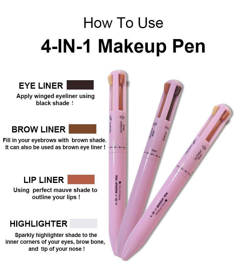 Multi-effect 4-in -1 Eyeliner Vegetarian Cruelty-free Black Waterproof Cream 4 Color Eyeliner Multifunctional Eyeliner