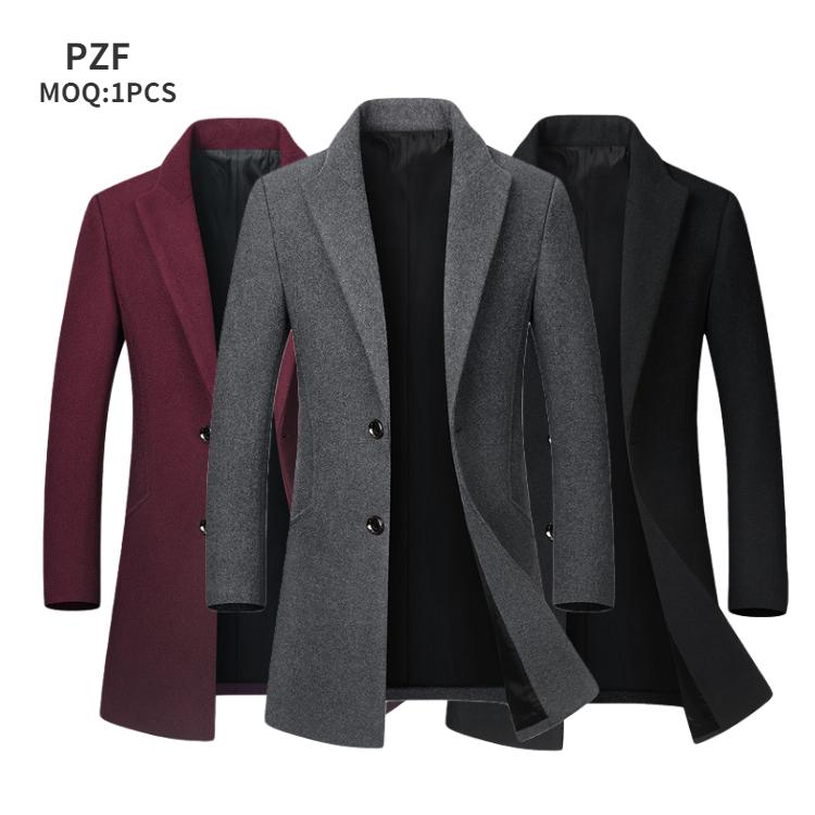Factory Wholesale 2024 Men's Wool Trench Coat Slim Coat Warm Winter Long Men's Trench Coat