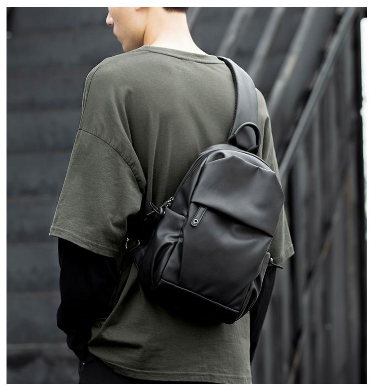 Waterproof Anti-theft PU Leather Chest Bag Men's Crossbody Bag