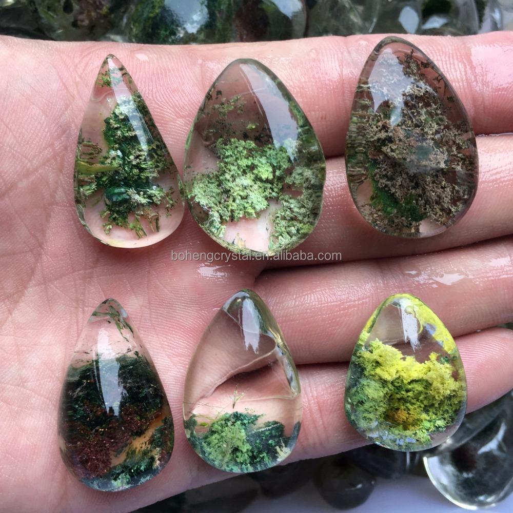 Wholesale Rare Natural Beautiful Green Ghost Phantom Quartz Water Drop Crystal Pendant