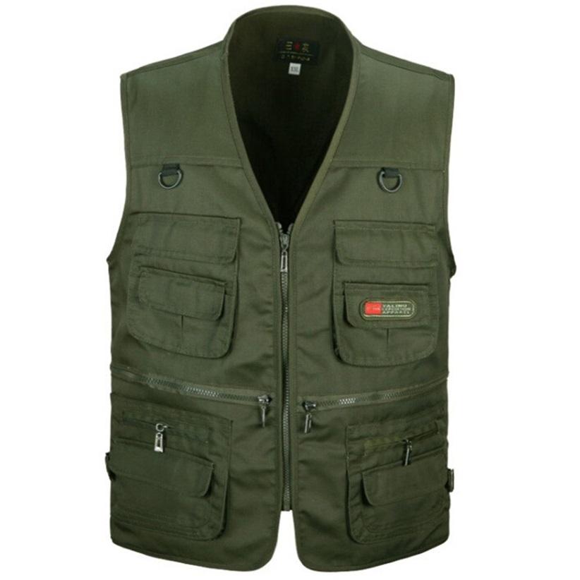 Custom Logo Reporter Travel Fishing Hunting Cotton Sleeveless Multi-Pocket Work Vest Men's Active Wear Outdoor Vest
