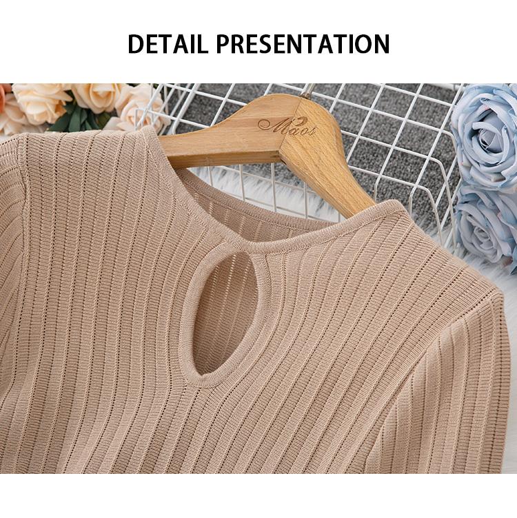 Hepburn Style Women's Long Sleeve Waist Tight Knit Dress Elegant Autumn And Winter French Dress Simple Three-dimensional Pattern