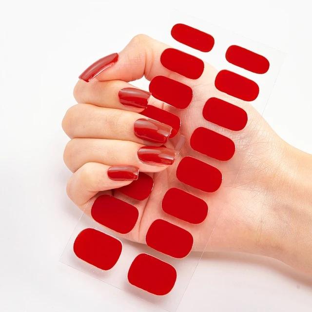 Waterproof Nail Gel Sticker Decal Semi-cured UV Lamp Gel Nail Sticker With UV Lamp, Durable
