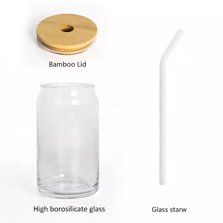12 Oz 16 Oz 20 Oz Bamboo Lid Glass Pipette Glass Beer Cup Iced Coffee Cute Wine Glass