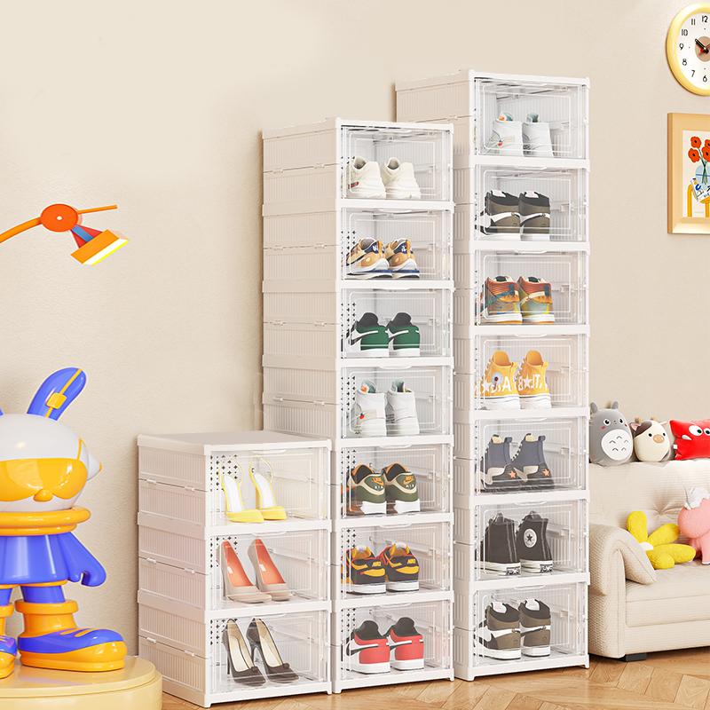 Rmier 6-layer Foldable Shoe Rack Organiser For Closet Plastic Shoe Rack Transparent Shoe Box, Stackable Door, Easy To Assemble