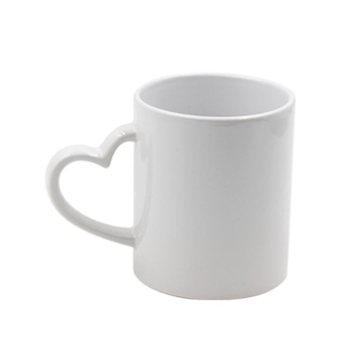 M002 Sublimation Blank 11 Oz Ceramic Custom Logo Heart Handle Mug Cup