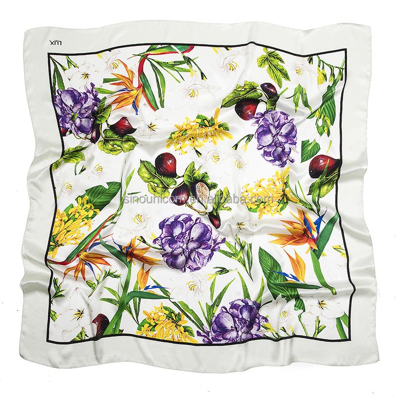 100% 丝巾印花服务设计师foulard socie女士方形定制丝巾带标志100% silk scarf printing service designer fould socie ladies square custom silk scarf with logo